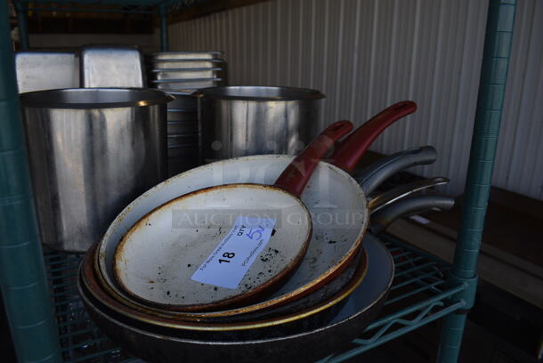 5 Various Metal Skillets. Includes 13.5x7.5x2. 5 Times Your Bid!