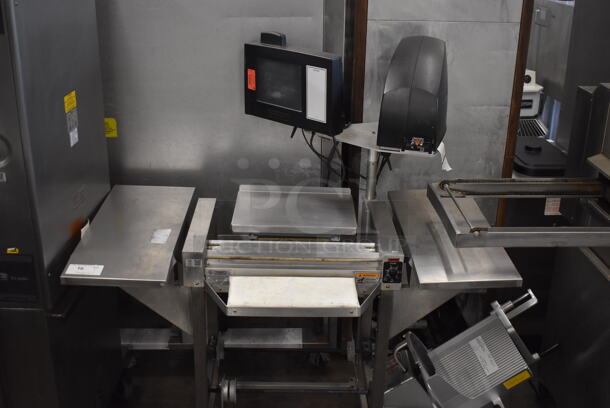 Hobart Model HWS-4 Metal Commercial Floor Style Wrapping Station w/ Monitor and Label Printer. 120 Volts, 1 Phase. 53.5x34x60. Tested and Gets Warm - Image 2 of 10