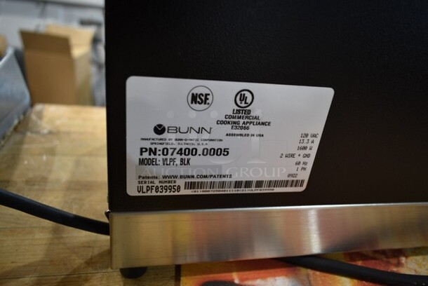 BRAND NEW SCRATCH AND DENT! 2022 Bunn VLPF 07400.0005 Stainless Steel Commercial Automatic Coffee Brewer with Two Lower Warmers. 120 Volts, 1 Phase.  - Image 8 of 8