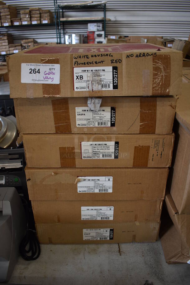 6 BRAND NEW IN BOX! Lithonia Exit Signs. 6 Times Your Bid! - Image 1 of 6