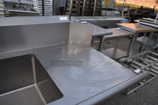 Stainless Steel Commercial 3 Bay Left Side Dirty Side Dishwasher Sink w/ Handles. Bays 20x20 - Image 3 of 6