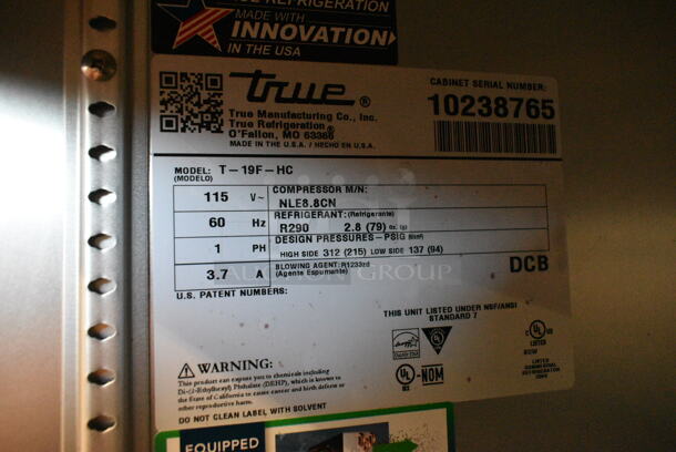 2021 True T-19F-HC Stainless Steel Commercial Single Door Reach In Freezer w/ Poly Coated Racks on Commercial Casters. 115 Volts, 1 Phase. Tested and Working! - Image 6 of 6