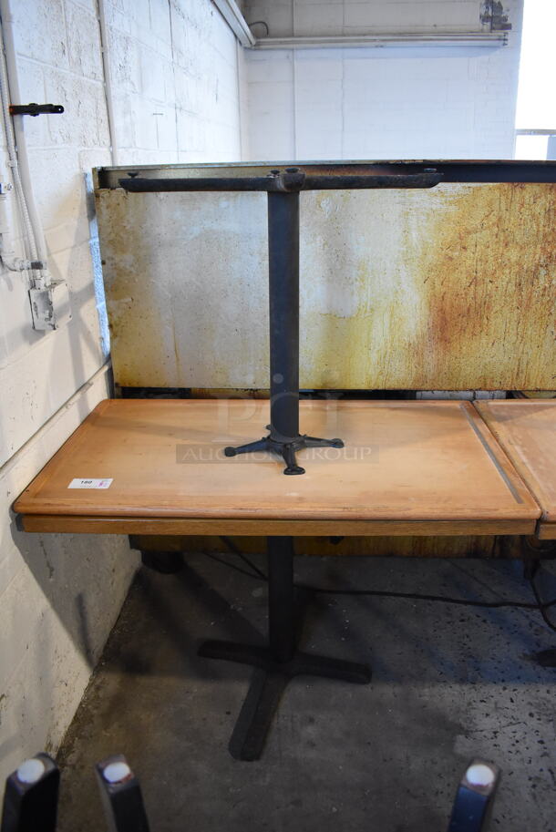 2 Wood Pattern Tables on Black Metal Table Base. 46x28x29.5. 2 Times Your Bid! - Image 3 of 5