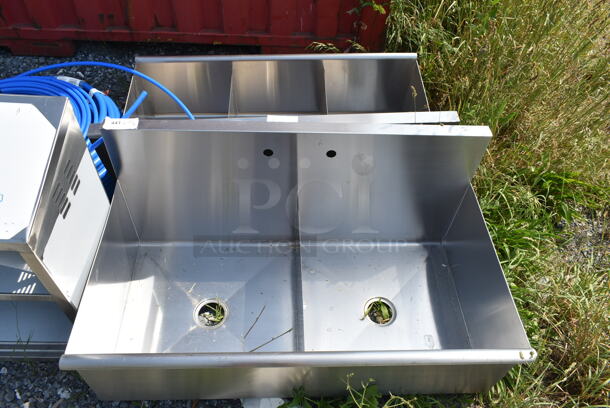 BRAND NEW SCRATCH AND DENT! Stainless Steel Commercial 2 Bay Sink. No Legs. Bays 24x24x12 - Image 2 of 7