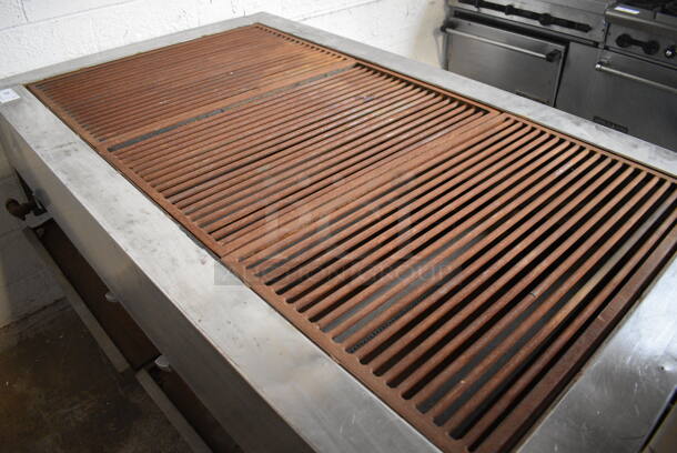 Stainless Steel Commercial Natural Gas Powered Charbroiler Grill on Metal Legs. 71x42x37.5 - Image 3 of 6