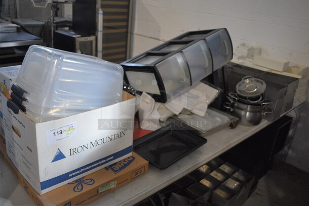 ALL ONE MONEY! Tabletop Lot of Various Items Including Plastic Bins and White Bins! - Image 1 of 6