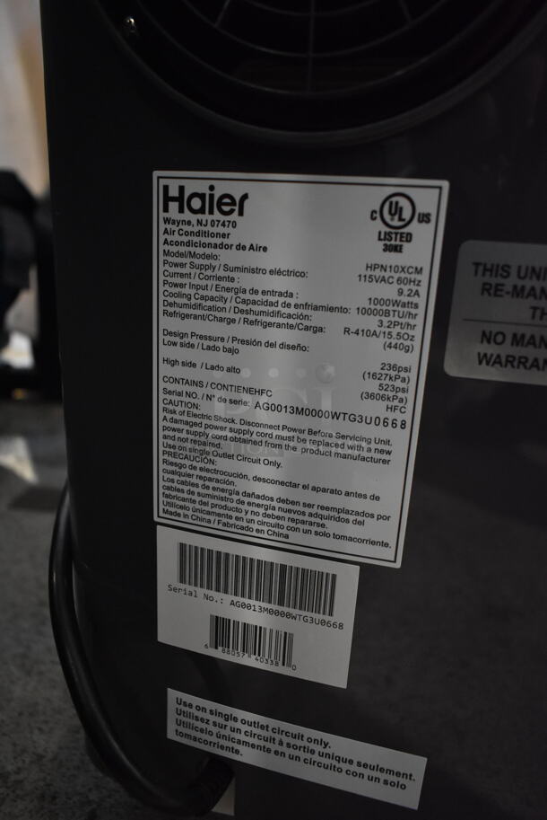 BRAND NEW SCRATCH AND DENT! Haier HPN10XCM 10,000 BTU 3-in-1 Portable Air Conditioner Dehumidifier Fan. 115 Volts, 1 Phase. Tested and Working! - Image 6 of 6