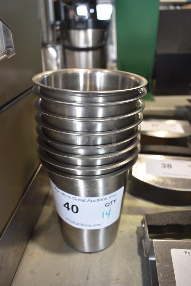 14 Stainless Steel Cylindrical Drop In Bins. 4.5x4.5x5. 14 Times Your Bid!