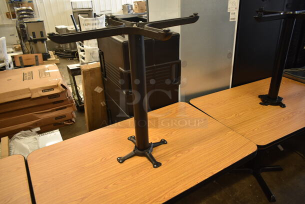 6 Wood Pattern Dining Height Tables on Black Metal Table Base. 6 Times Your Bid! - Image 3 of 3