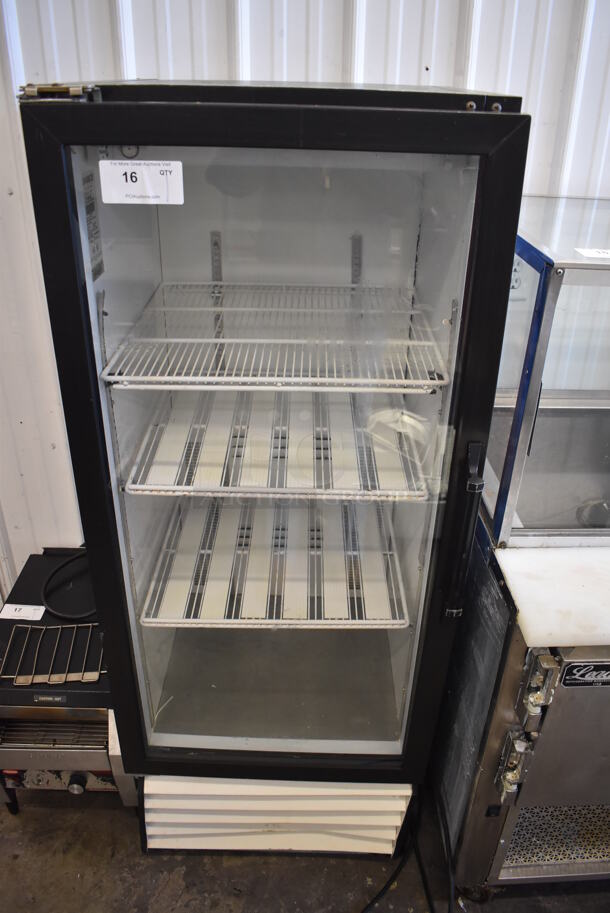 Habco ESM12 Metal Commercial Single Door Reach In Cooler Merchandiser w/ Poly Coated Racks. 115 Volts, 1 Phase. 24x24x63. Tested and Working!