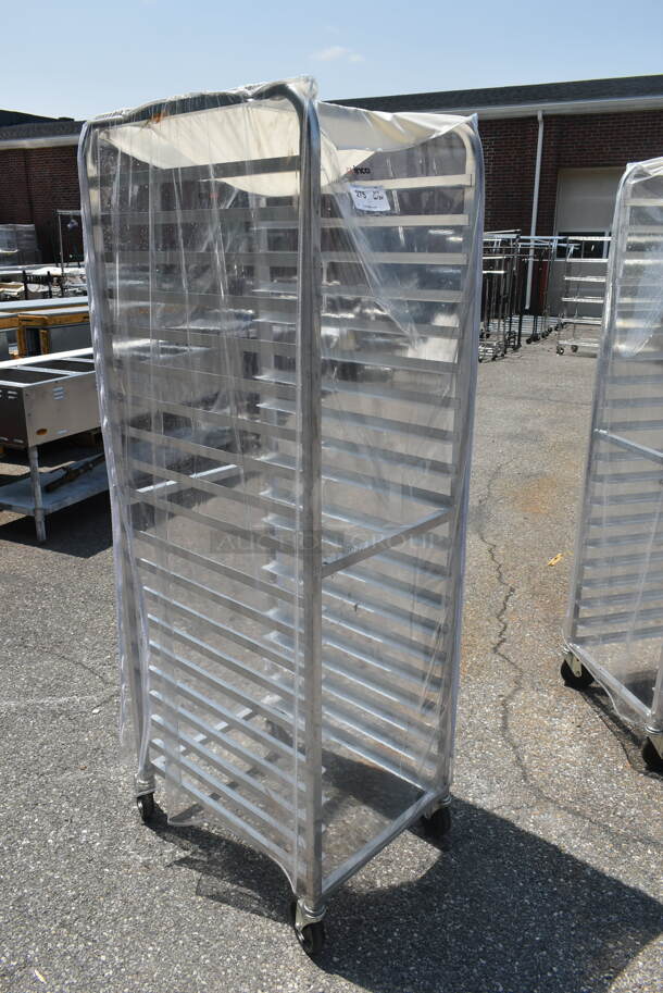 Metal Commercial Pan Transport Rack w/ Clear Cover on Commercial Casters. - Image 2 of 4