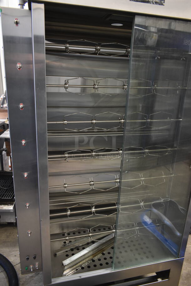 BRAND NEW SCRATCH AND DENT! 2022 Southwood RG7-NAT Stainless Steel Commercial Natural Gas Powered 7 Spit Rotisserie Oven.  - Image 7 of 9