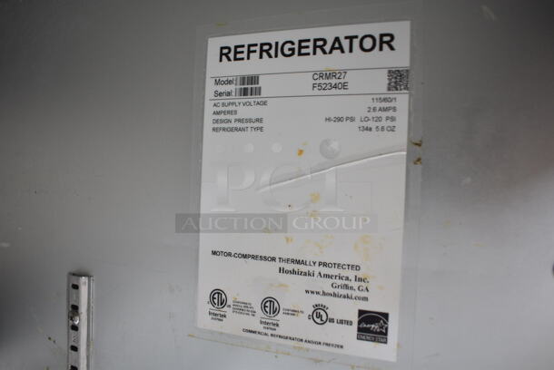 Hoshizaki CRMR27 Stainless Steel Commercial Single Door Undercounter Freezer on Commercial Casters. 115 Volts, 1 Phase. Tested and Working! - Image 4 of 4
