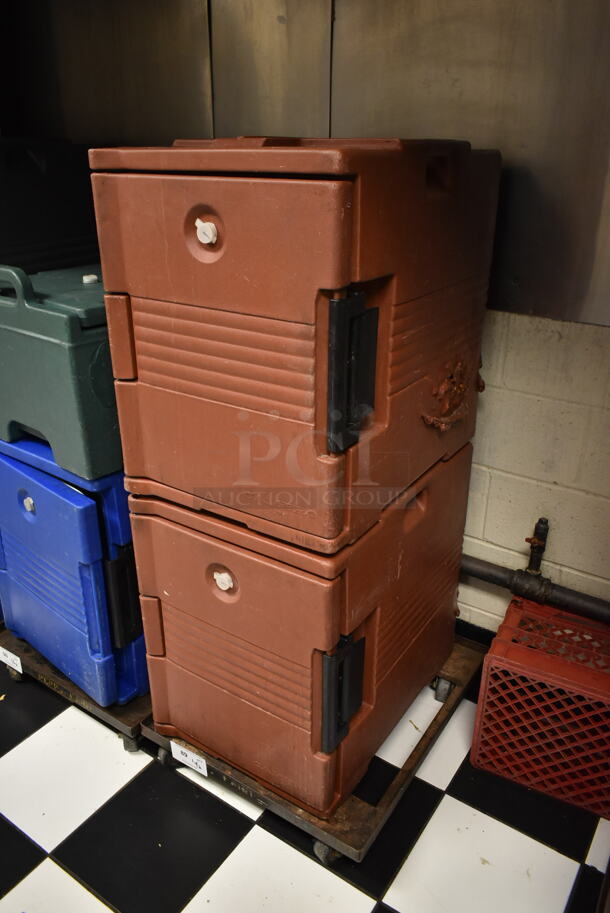 2 Brown Poly Insulated Food Carrying Cases w/ 1 Dolly on Commercial Casters. 2 Times Your Bid! (kitchen #2) - Image 2 of 3