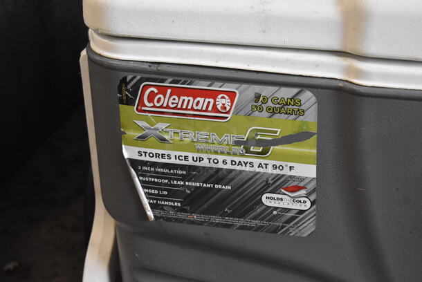 Coleman Gray and White Poly Portable Cooler. 32x15x18 - Image 2 of 6