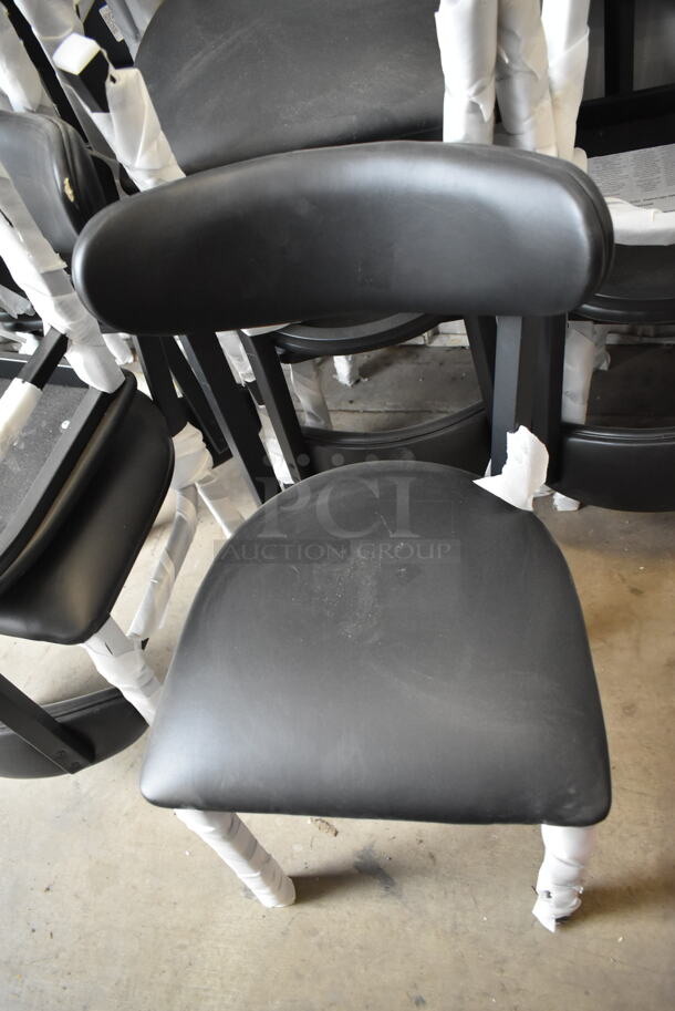 12 BRAND NEW SCRATCH AND DENT! Lancaster Table & Seating Black Metal Dining Height Chair w/ Black Cushion. 12 Times Your Bid! - Image 5 of 6