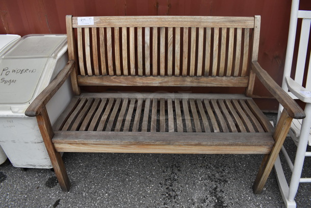 Wooden Bench w/ Arm Rests. 49.5x25x34.5