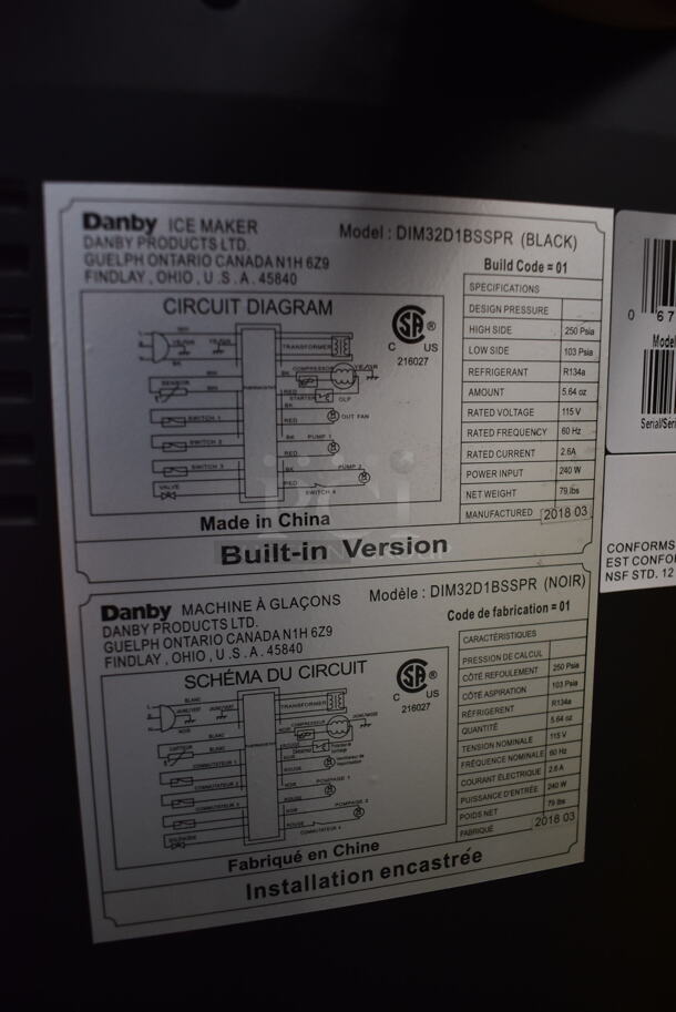 BRAND NEW SCRATCH AND DENT! Danby DIM32D1BSSPR Commercial Stainless Steel Electric Undercounter Ice Maker. 115V. Tested And Working!  - Image 6 of 8