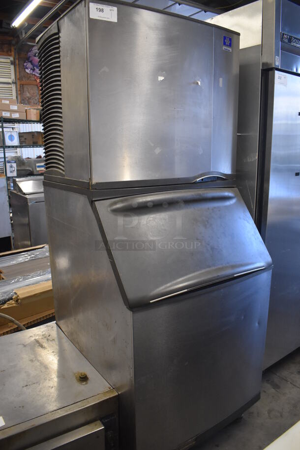 Manitowoc SY0854A Stainless Steel Commercial Ice Head on Manitowoc B570 Commercial Ice Bin. 208-230 Volts, 1 Phase. 30x34x77