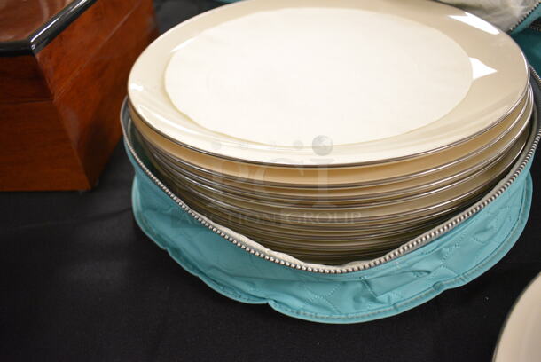 ALL ONE MONEY! Lot of Lenox Dinnerware Including Serving Plate, Cups, Dinner Plates, Salad Plates, Bread and Butter Plates, and Saucers With Protective Covers  - Image 7 of 12