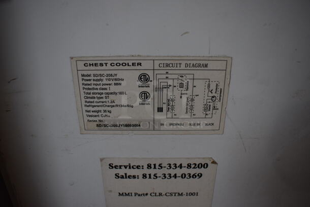 Intertek Model SD/SC-208JY Chest Cooler Merchandiser w/ 2 Sliding Lids on Commercial Casters. 110 Volts, 1 Phase. 33x20x33. Tested and Working! - Image 8 of 8