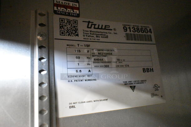 2017 True T-19F Stainless Steel Commercial Single Door Reach In Freezer w/ Poly Coated Racks and Commercial Casters. 115 Volts, 1 Phase. Tested and Working! - Image 8 of 8
