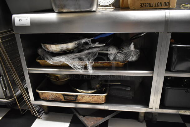 Stainless Steel Commercial Table w/ Back Splash and 2 Under Shelves. Does Not Include Contents. (kitchen #2) - Image 5 of 5