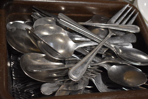 ALL ONE MONEY! Lot of 3 Bins of Various Silverware and Utensils. - Image 3 of 6