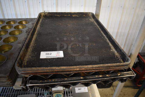 ALL ONE MONEY! Lot of 3 Metal Full Size Baking Pans and 3 Metal 5 Loaf Baking Pans. 18x26x1