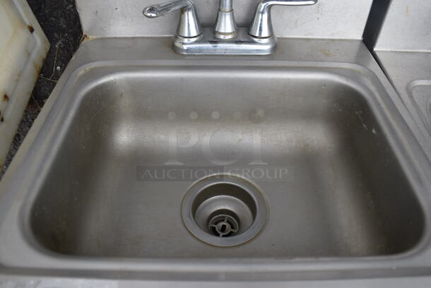 Stainless Steel Single Bay Wall Mount Sink w/ Faucet and Handles. 17x17x24 - Image 5 of 6