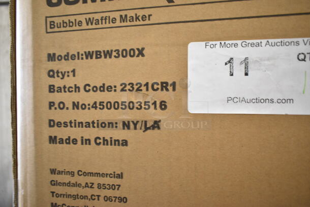 BRAND NEW IN BOX! Waring WBW300X Bubble Waffle Maker. 120 Volts, 1 Phase. Tested and Working! - Image 3 of 3