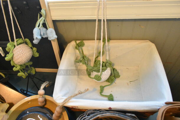 Wall Mount Table w/ Contents Including Baskets and Decor. BUYER MUST REMOVE: Bring Tools and Manpower Needed To Remove This Item. (booth room)  - Image 9 of 9