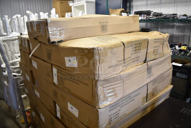 7 Boxes of 4 BRAND NEW SCRATCH AND DENT! Lancaster Table & Seating 164CUSHMTLBK 2 1/2" Black Vinyl Padded Seat for Metal Frame Seating. 7 Times Your Bid! - Image 2 of 3