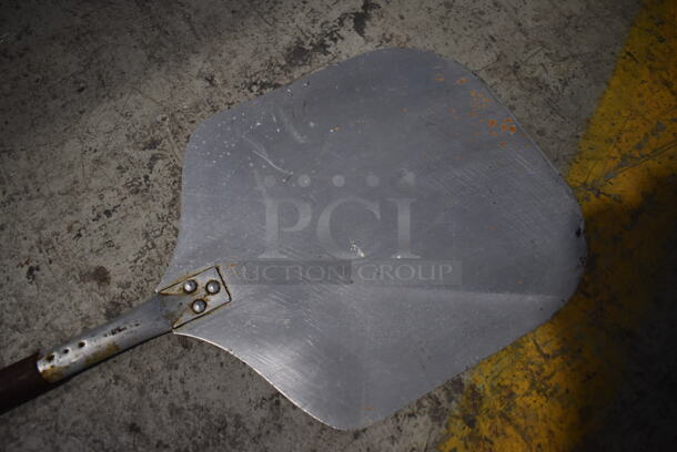Metal Pizza Paddle w/ Wooden Handle. 12x26x1 - Image 2 of 2