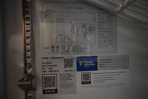 BRAND NEW SCRATCH AND DENT! 2023 Avantco 178GDS33HCW Metal Commercial 2 Door Reach In Cooler Merchandiser w/ Poly Coated Racks on Commercial Casters. 115 Volts, 1 Phase. Cannot Test Due To Cut Power Cord - Image 8 of 9