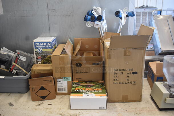 ALL ONE MONEY! LOT of 9 Boxes of BRAND NEW PRODUCT Including Landscape Edging, Scotch Spray Mount Case, Chemical Sprayer, Hoses, Bee Traps and MORE!  - Image 1 of 11