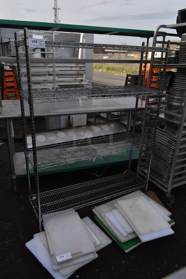Chrome Finish 4 Tier Wire Shelving Unit. BUYER MUST DISMANTLE. PCI CANNOT DISMANTLE FOR SHIPPING. PLEASE CONSIDER FREIGHT CHARGES.
 - Image 1 of 2