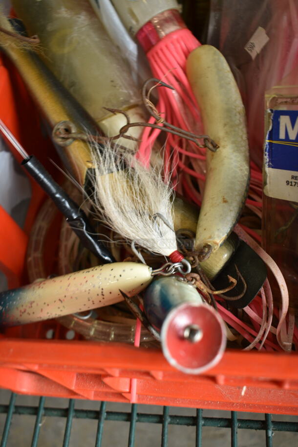 ALL ONE MONEY! Bin of Various Items Including Reel, Hooks and Fishing Lures - Image 2 of 8