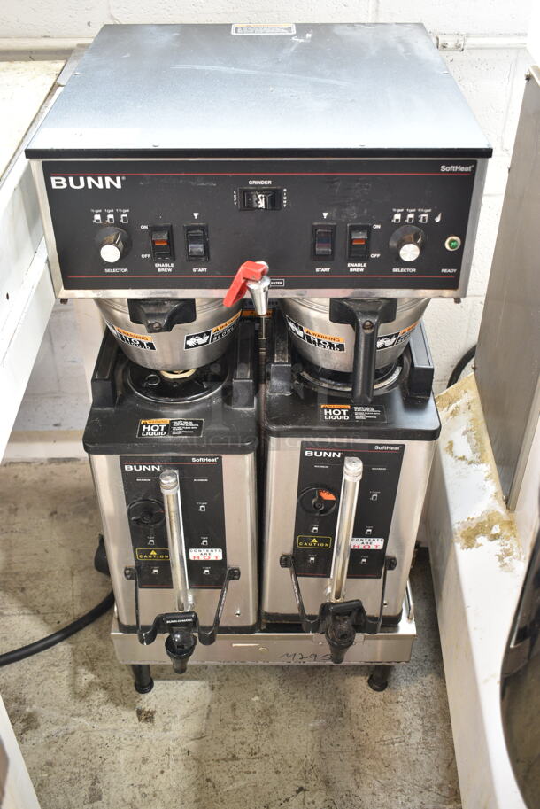 Bunn DUAL SH Stainless Steel Commercial Countertop Double Coffee Machine w/ Hot Water Dispenser, 2 Satellite Servers and 2 Metal Brew Baskets. 120/240 Volts, 1 Phase. - Image 1 of 8