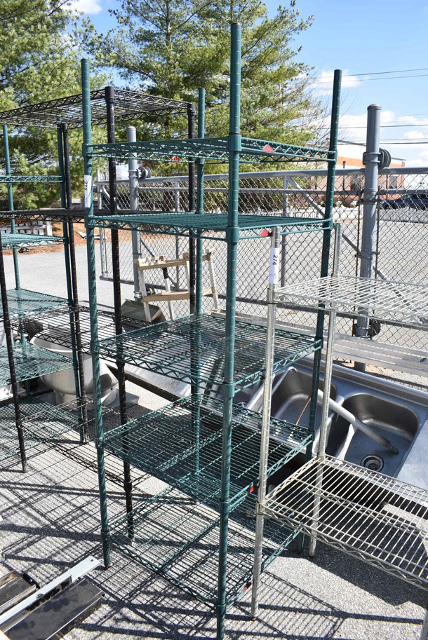 Metro Green Finish 5 Tier Shelving Unit. BUYER MUST DISMANTLE. PCI CANNOT DISMANTLE FOR SHIPPING. PLEASE CONSIDER FREIGHT CHARGES. 24x24x74.5 - Image 1 of 3