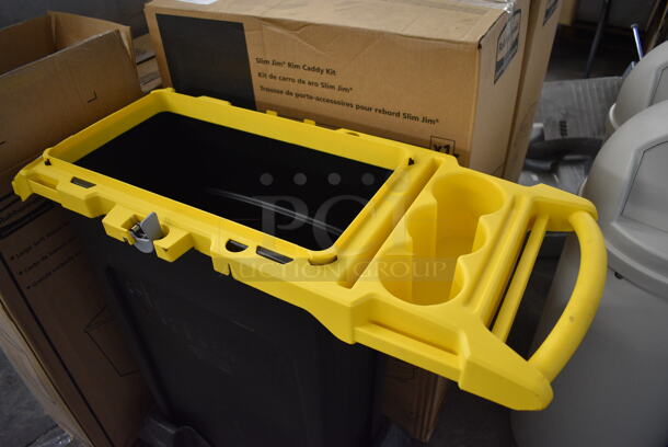 BRAND NEW! Rubbermaid Black and Yellow Poly Slim Jim Caddy Kit on Casters. 33x13x35 - Image 4 of 6