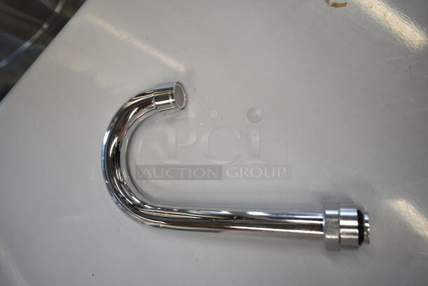 BRAND NEW SCRATCH AND DENT! Regency 600FW84G Wall Mount Faucet with 3 1/2" Swivel Gooseneck Spout and 8" Centers - Image 4 of 6