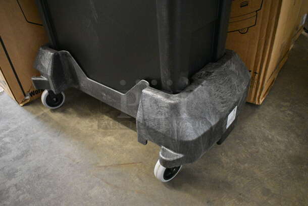BRAND NEW! Rubbermaid Black and Yellow Poly Slim Jim Caddy Kit on Casters. 33x13x35 - Image 5 of 6