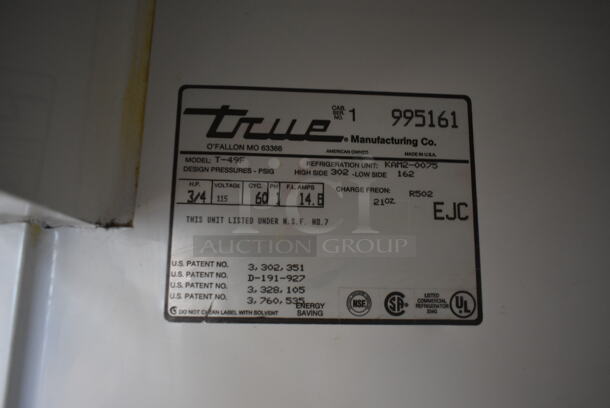 True T-49F Stainless Steel Commercial 2 Door Reach In Freezer w/ Poly Coated Shelves. 115 Volts, 1 Phase. Tested and Powers On But Does Not Get Cold - Image 6 of 8