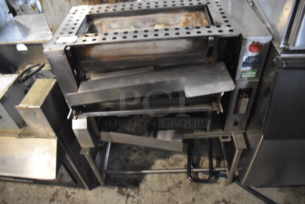 Duke Commercial Stainless Steel Flexible Natural Gas Powered Batch Broiler On Galvanized Legs.
