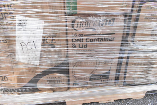 25 BRAND NEW Boxes Including 500CC20 Choice Clear PET Customizable Plastic Cold Cup - 20 oz. - 600/Case, 50012DWPLAKR EcoChoice 12 oz. Smooth Double Wall Kraft Compostable Paper Hot Cup - 500/Case, 395TO961 EcoChoice 9" x 6" x 3" Compostable Sugarcane / Bagasse 1 Compartment Take-Out Container - 200/Case, 127CH64 Choice 64 oz. Clear RPET Hinged Deli Container - 200/Case, 3 Box 130WSPOON Choice Medium Weight White Plastic Teaspoon - 1000/Case, Dart C53PST1 ClearSeal Hinged Lid Plastic Container 5 3/8" x 5 1/4" x 2 5/8" - 500/Case, 500TO993C3 Choice 9" x 9" x 3" Microwaveable 3-Compartment Black / Clear Plastic Hinged Container - 100/Case, 2 Box Bouffant Caps, 500MF663W1C Choice 6" x 6" 1-Compartment Microwaveable White Mineral-Filled Plastic Hinged Take-Out Container - 250/Case, 760SOUP64WBL Choice 64 oz. White Paper Soup / Hot Food Cup Vented Lid - 150/Case, 966UPWIDEB1-500 OneUp by Choice White 1-Ply Wide Interfold 6 1/2" x 8 1/2" Dispenser Napkin - 6000/Case, 129MCS24B Choice 24 oz. Black Rectangular Microwavable Heavy Weight Container with Lid 8" x 5 1/4" x 2" - 150/Case, 500CC20 Choice Clear PET Customizable Plastic Cold Cup - 20 oz. - 600/Case. 25 Times Your Bid!  - Image 2 of 12