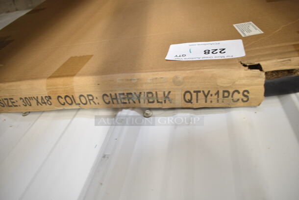 BRAND NEW SCRATCH AND DENT! Lancaster Table & Seating 3493048TCB 30" x 48" Laminated Rectangular Table Top Reversible Cherry / Black - Image 4 of 4