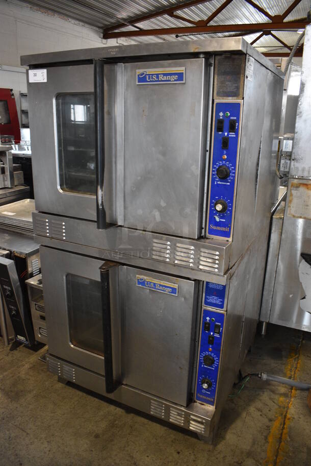 2 US Range Summit Stainless Steel Commercial Electric Powered Full Size Convection Oven w/ View Through Door, Solid Door, Metal Oven Racks and Thermostatic Controls. Appears To Be 208 Volt, 3 Phase. 38x38x69. 2 Times Your Bid! - Image 3 of 8