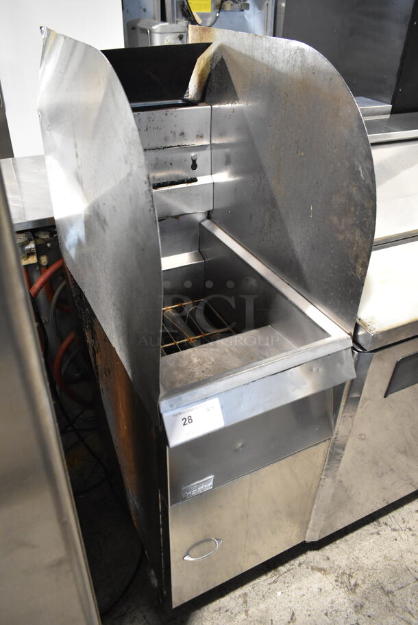 Pitco Frialator 14S Stainless Steel Commercial Floor Style Natural Gas Powered Deep Fat Fryer w/ Side Splash Guards on Commercial Casters. 110,000 BTU. - Image 2 of 8