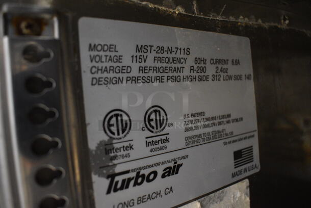 Turbo Air MST-28-N-711S Stainless Steel Commercial Prep Table. 115 Volts, 1 Phase. 27.5x30x38. Tested and Working! - Image 6 of 6